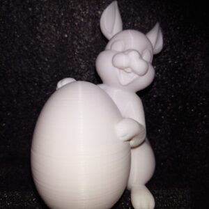creopop.co.uk 3D printed Easter Bunny with egg in white pla image