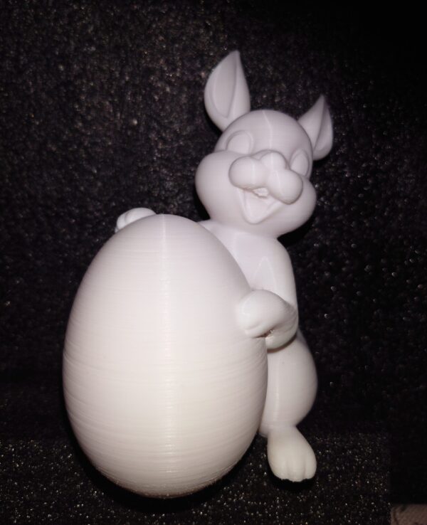 creopop.co.uk 3D printed Easter Bunny with egg in white pla image