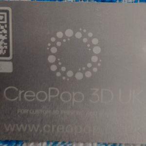 aluminium business card image. www.creopop.co.uk