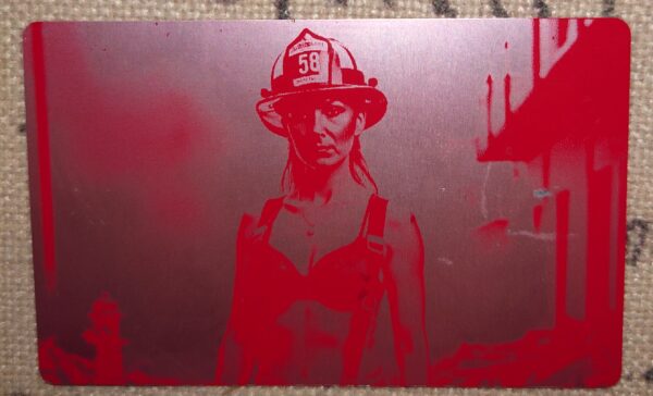 Red aluminium business card image. www.creopop.co.uk