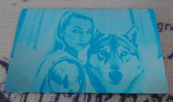 blue aluminium business card image. www.creopop.co.uk