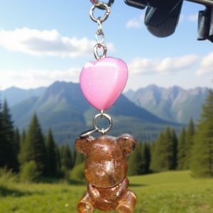 Resin Keychain Small Dog with Love Heart Charm