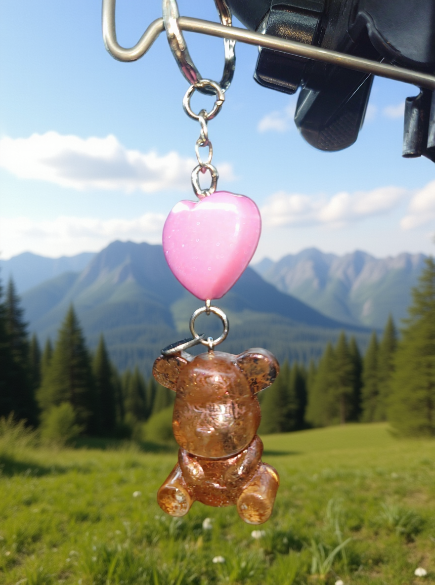 Resin Keychain Small Dog with Love Heart Charm