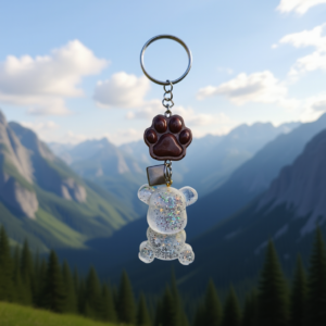 Resin Keychain Small Opaque dog with paw print