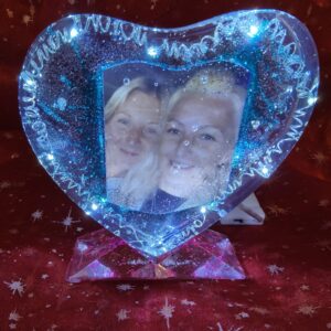 Photo in Resin, Hart shape with stand and Lights