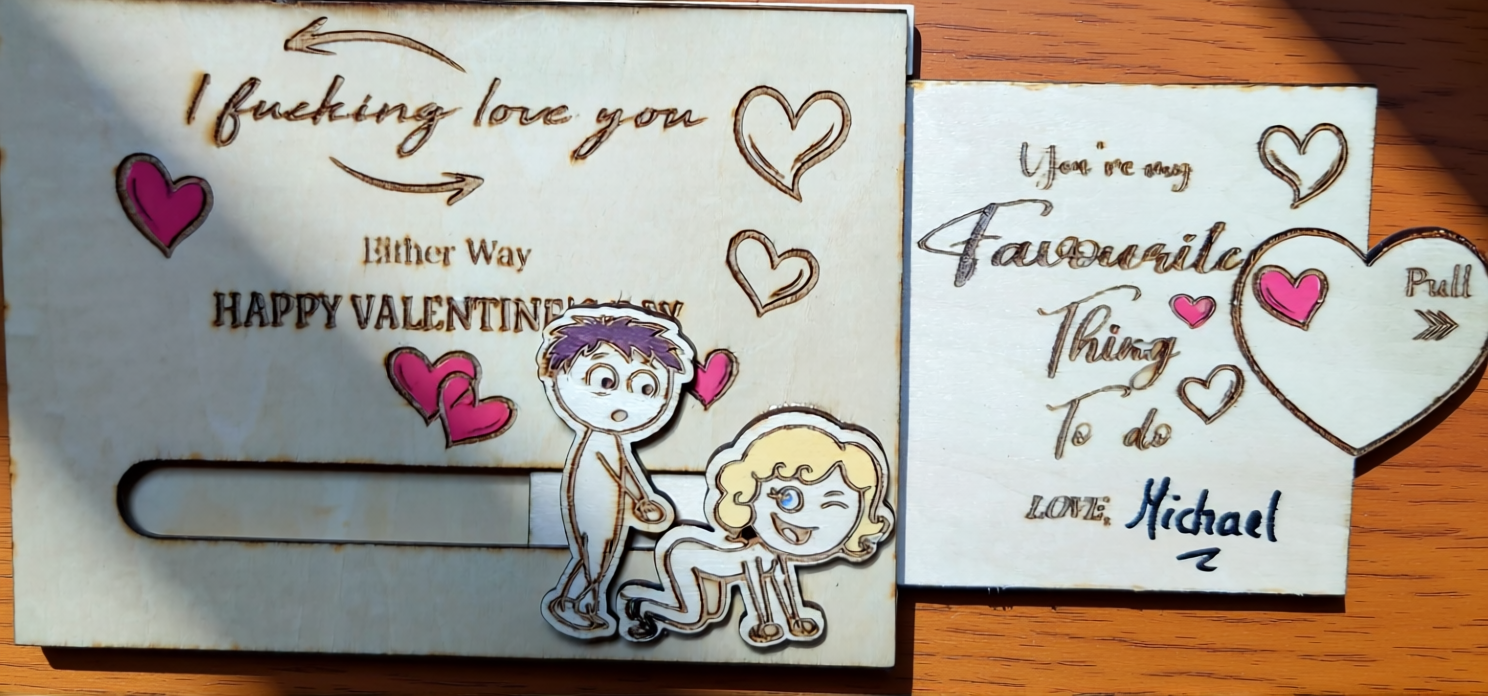 NSFW Innapropriate Valenitnes day gift NSFW innapropriate, creopop dot co dot uk valentines wooden slide alternative gift image