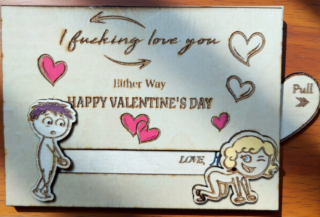 NSFW Valentines wooden slode NSFW valentines day wooden slide gift image
