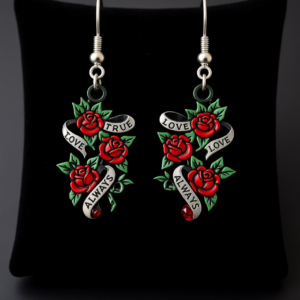 Tattoo Style Wooden Earrings