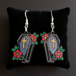 Coffins design of old style tattoo wooden earrings, from www.creopop.co.uk image