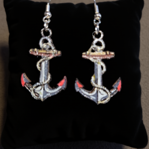 Anchors design of old style tattoo wooden earrings, from www.creopop.co.uk image